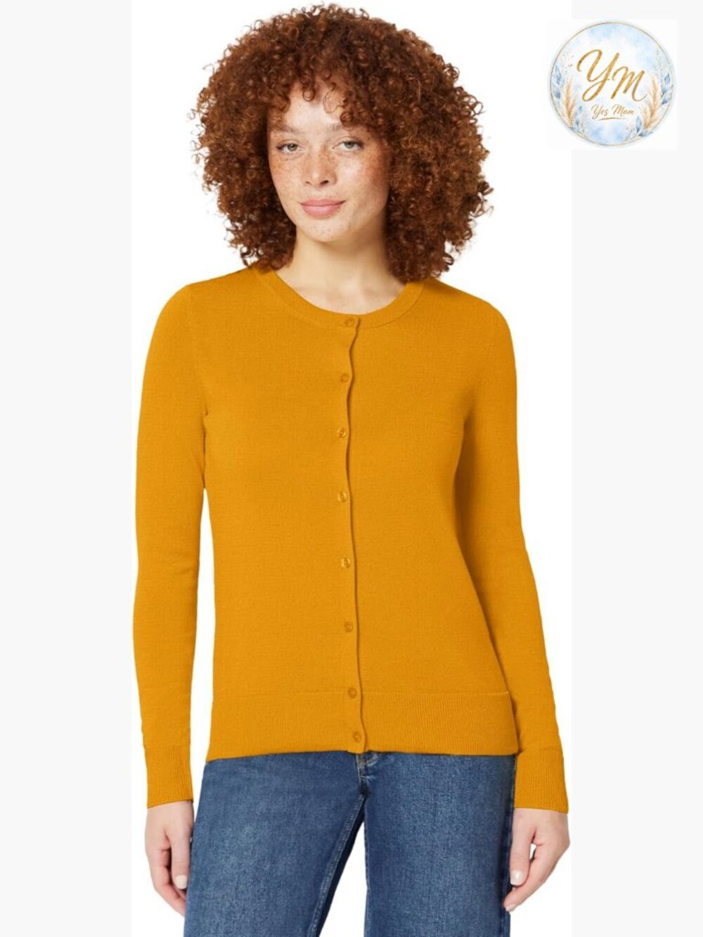 Women's Lightweight Crewneck Cardigan Sweater Button Front Long Sleeve
